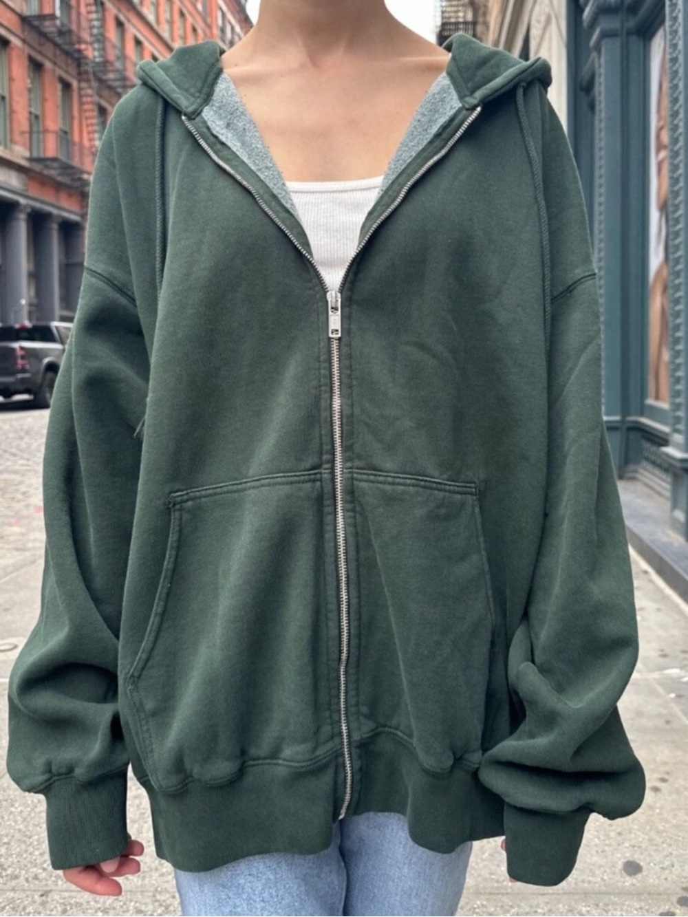 Brandy Melville Dark Green Christy Hoodie